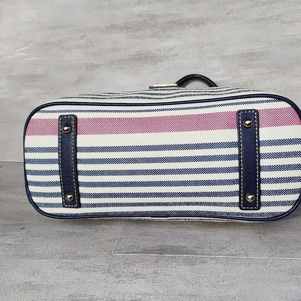 Dooney & Bourke Westerly Navy and Pink Striped Satchel Bag